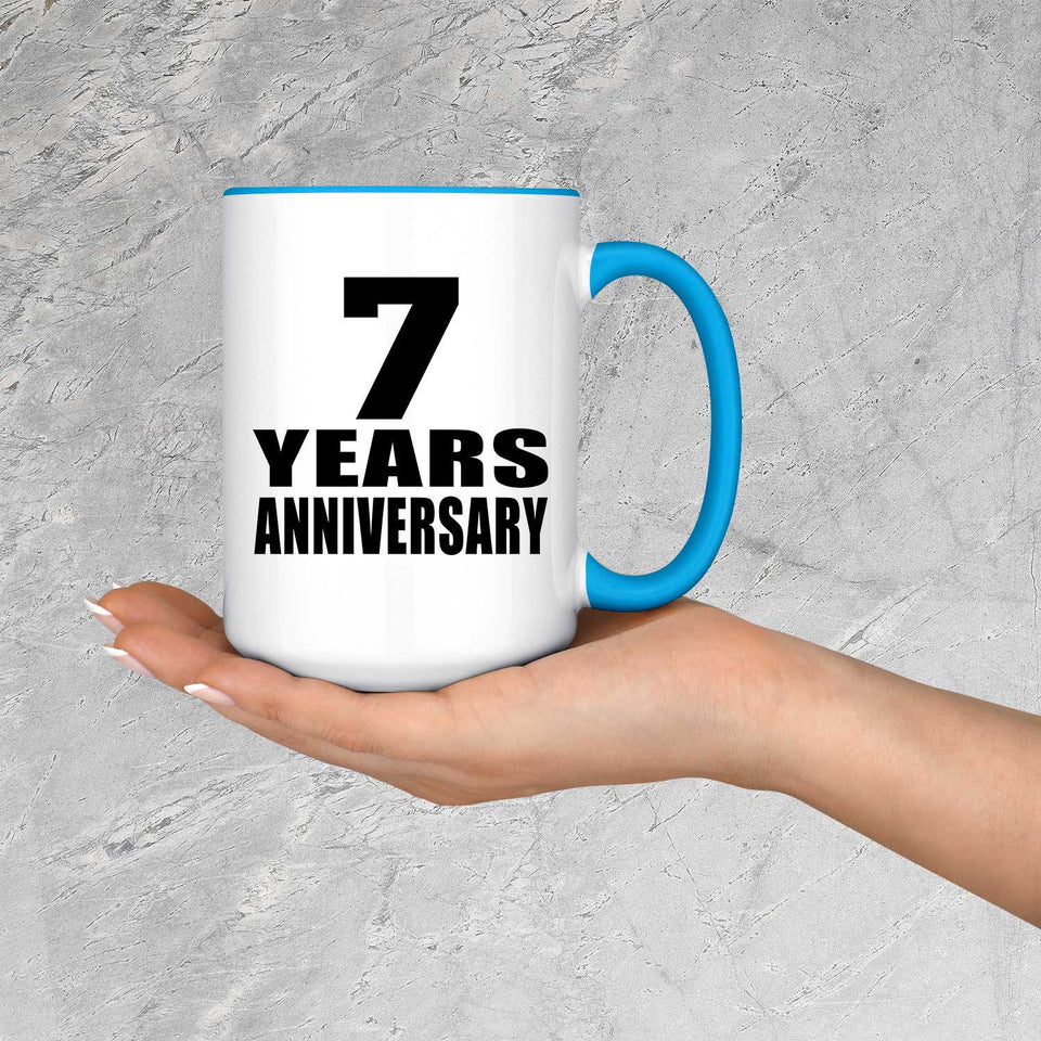 7th Anniversary 7 Years - 15oz Accent Mug Blue