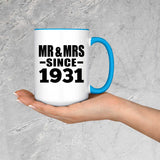 93rd Anniversary Mr & Mrs Since 1931 - 15oz Accent Mug Blue