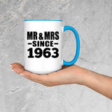 61st Anniversary Mr & Mrs Since 1963 - 15oz Accent Mug Blue