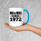52nd Anniversary Mr & Mrs Since 1972 - 15oz Accent Mug Blue