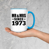 51st Anniversary Mr & Mrs Since 1973 - 15oz Accent Mug Blue