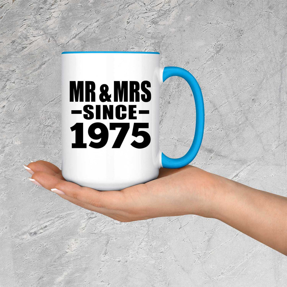 49th Anniversary Mr & Mrs Since 1975 - 15oz Accent Mug Blue