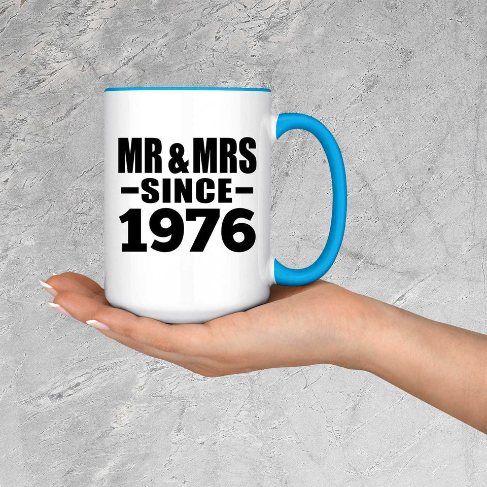 48th Anniversary Mr & Mrs Since 1976 - 15oz Accent Mug Blue