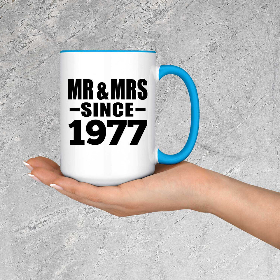 47th Anniversary Mr & Mrs Since 1977 - 15oz Accent Mug Blue