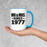 47th Anniversary Mr & Mrs Since 1977 - 15oz Accent Mug Blue