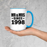 26th Anniversary Mr & Mrs Since 1998 - 15oz Accent Mug Blue