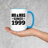 25th Anniversary Mr & Mrs Since 1999 - 15oz Accent Mug Blue