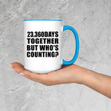 64th Anniversary 23,360 Days Together Who's Counting - 15oz Accent Mug Blue