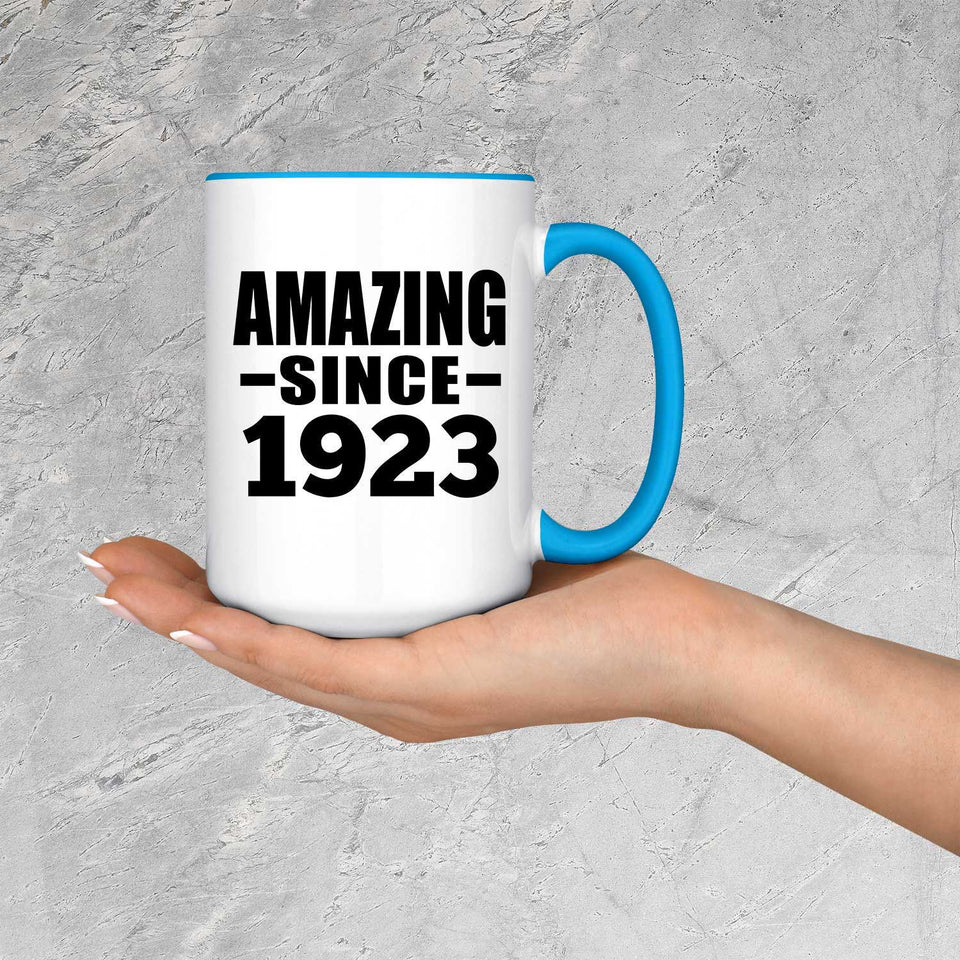 101st Birthday Amazing Since 1923 - 15oz Accent Mug Blue