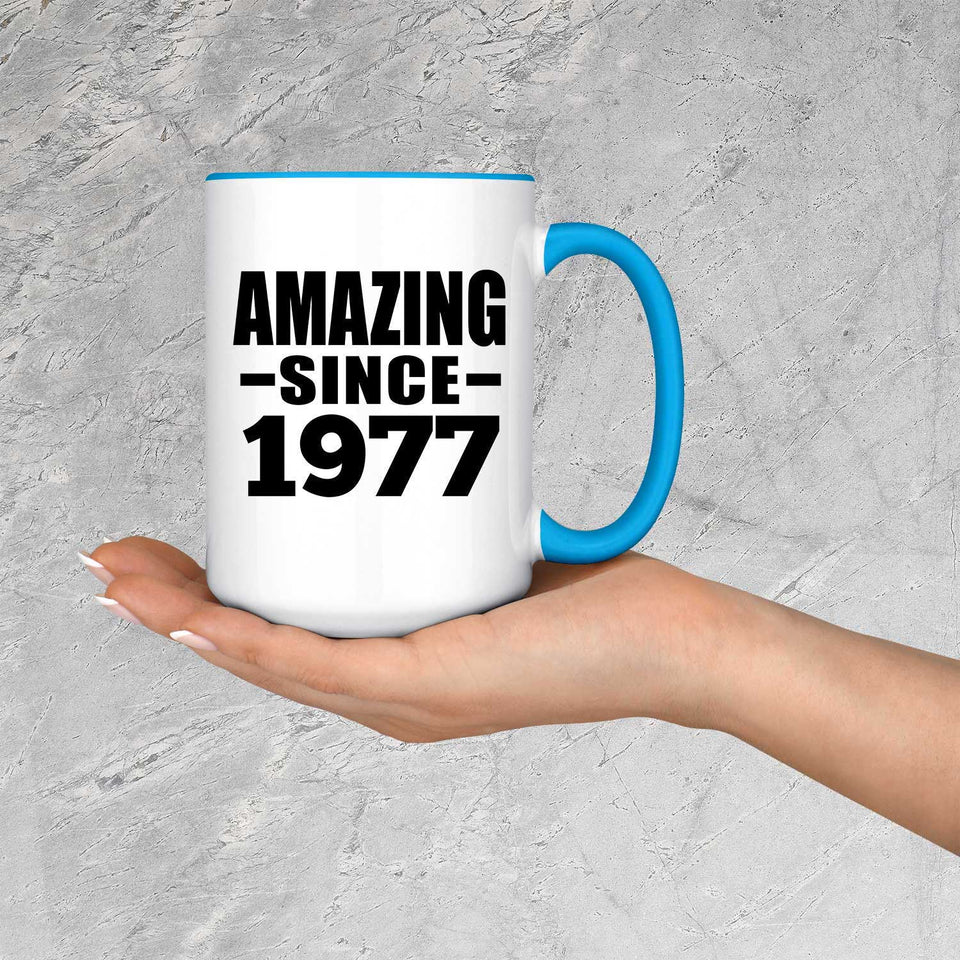47th Birthday Amazing Since 1977 - 15oz Accent Mug Blue