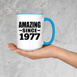 47th Birthday Amazing Since 1977 - 15oz Accent Mug Blue