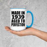 85th Birthday Made In 1939 Aged to Perfection - 15oz Accent Mug Blue