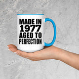 47th Birthday Made In 1977 Aged to Perfection - 15oz Accent Mug Blue