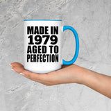 45th Birthday Made In 1979 Aged to Perfection - 15oz Accent Mug Blue