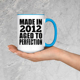 12th Birthday Made In 2012 Aged to Perfection - 15oz Accent Mug Blue