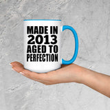 11th Birthday Made In 2013 Aged to Perfection - 15oz Accent Mug Blue