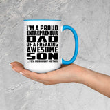Proud Entrepreneur Dad Of Awesome Son - 15oz Accent Mug Blue