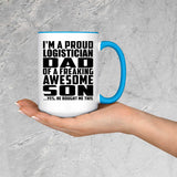 Proud Logistician Dad Of Awesome Son - 15oz Accent Mug Blue