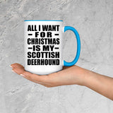 All I Want For Christmas Is My Scottish Deerhound - 15oz Accent Mug Blue
