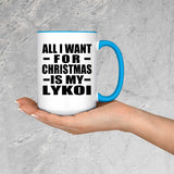 All I Want For Christmas Is My Lykoi - 15oz Accent Mug Blue