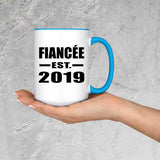 Fiancee Established EST. 2019 - 15oz Accent Mug Blue