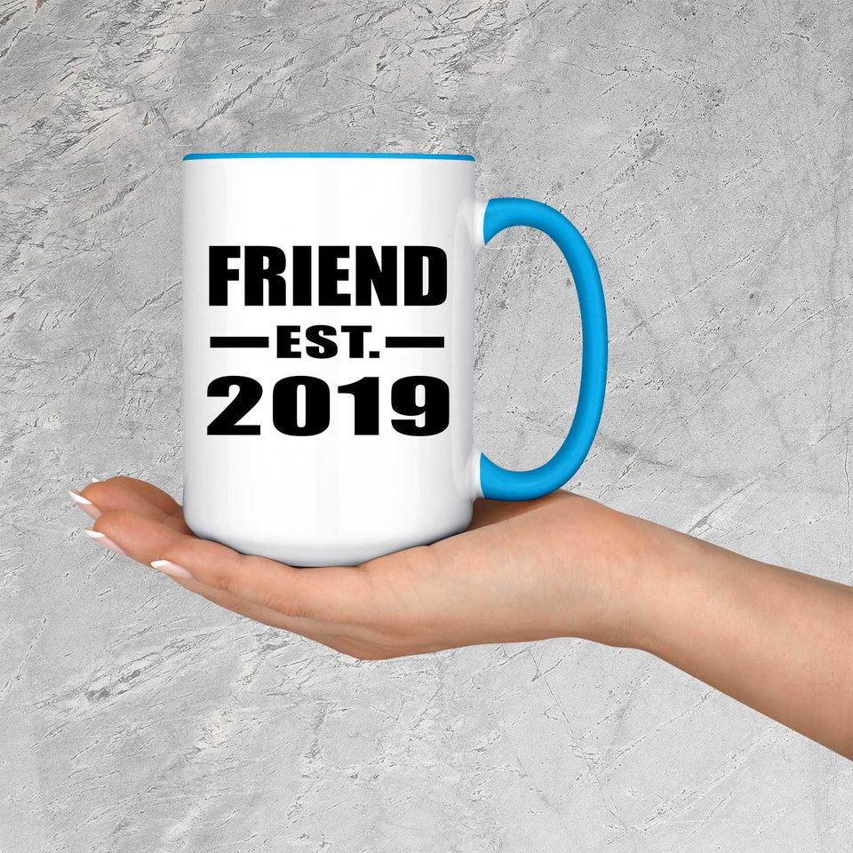 Friend Established EST. 2019 - 15oz Accent Mug Blue