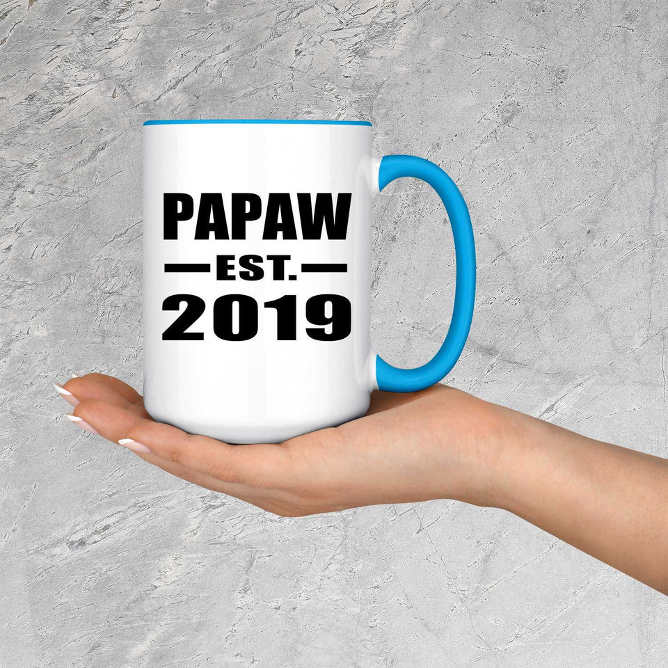 Papaw Established EST. 2019 - 15oz Accent Mug Blue