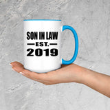 Son In Law Established EST. 2019 - 15oz Accent Mug Blue