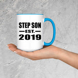 Step Son Established EST. 2019 - 15oz Accent Mug Blue