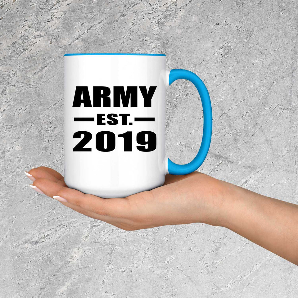 Army Established EST. 2019 - 15oz Accent Mug Blue