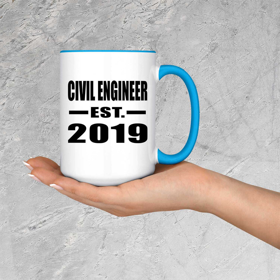 Civil Engineer Established EST. 2019 - 15oz Accent Mug Blue