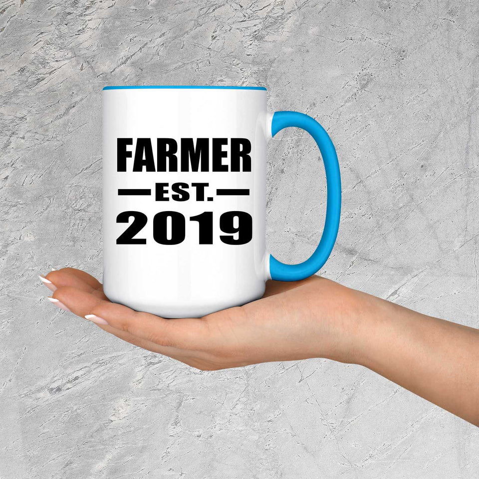 Farmer Established EST. 2019 - 15oz Accent Mug Blue