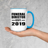 Funeral Director Established EST. 2019 - 15oz Accent Mug Blue