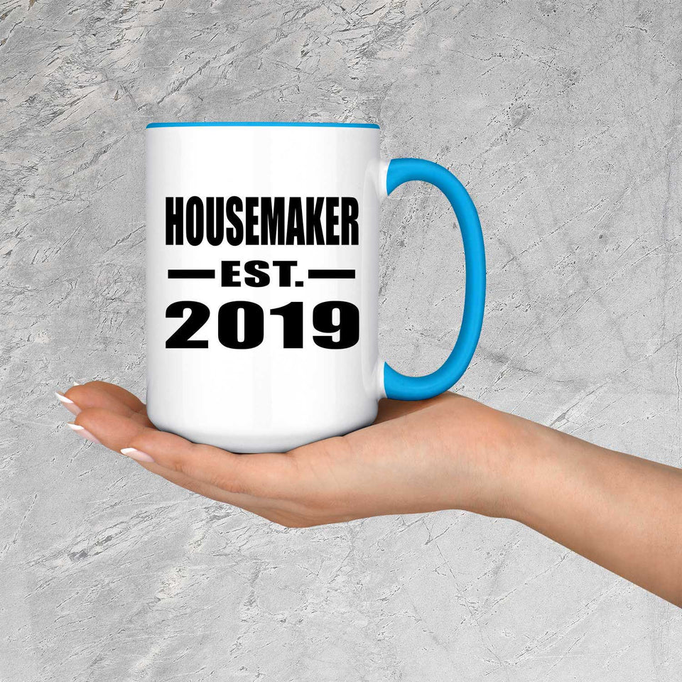 Housemaker Established EST. 2019 - 15oz Accent Mug Blue