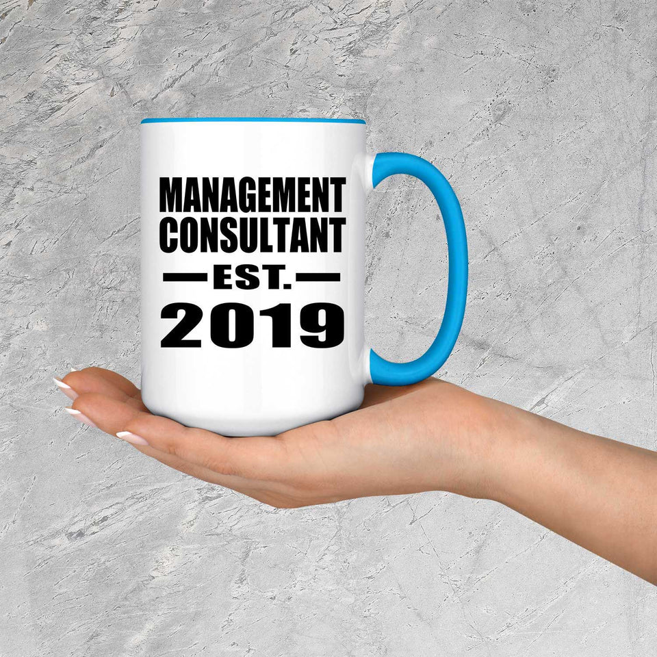 Management Consultant Established EST. 2019 - 15oz Accent Mug Blue