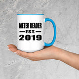 Meter Reader Established EST. 2019 - 15oz Accent Mug Blue
