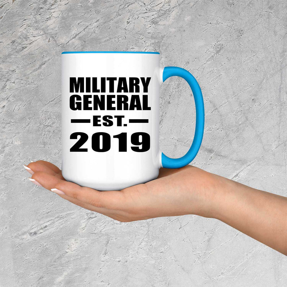Military General Established EST. 2019 - 15oz Accent Mug Blue