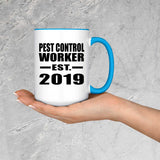 Pest Control Worker Established EST. 2019 - 15oz Accent Mug Blue