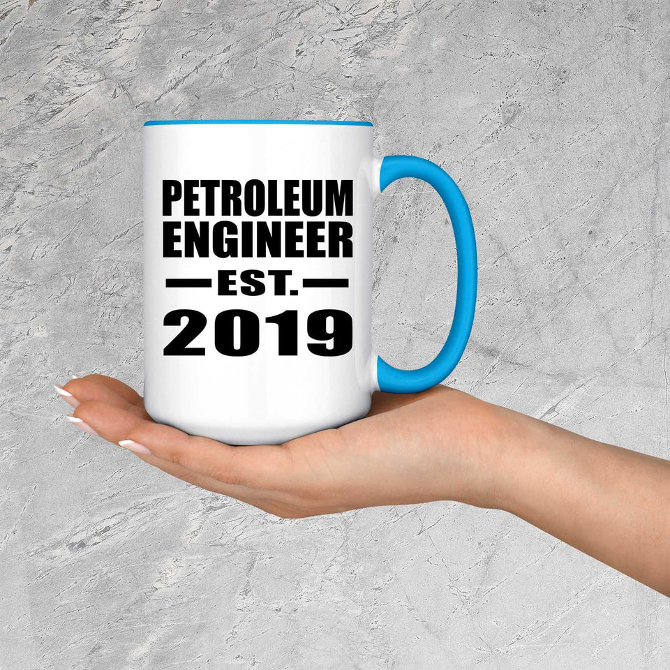 Petroleum Engineer Established EST. 2019 - 15oz Accent Mug Blue