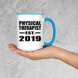 Physical Therapist Established EST. 2019 - 15oz Accent Mug Blue