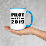 Pilot Established EST. 2019 - 15oz Accent Mug Blue