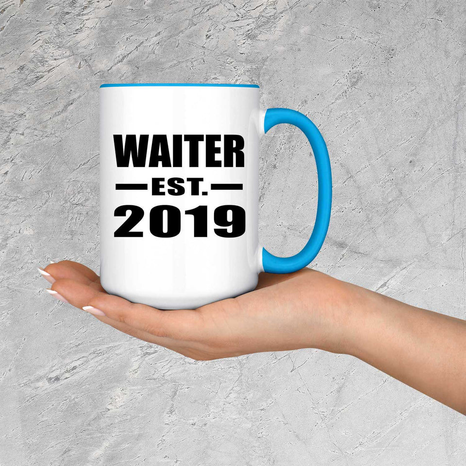 Waiter Established EST. 2019 - 15oz Accent Mug Blue