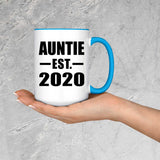Auntie Established EST. 2020 - 15oz Accent Mug Blue