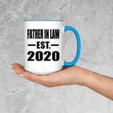 Father In Law Established EST. 2020 - 15oz Accent Mug Blue