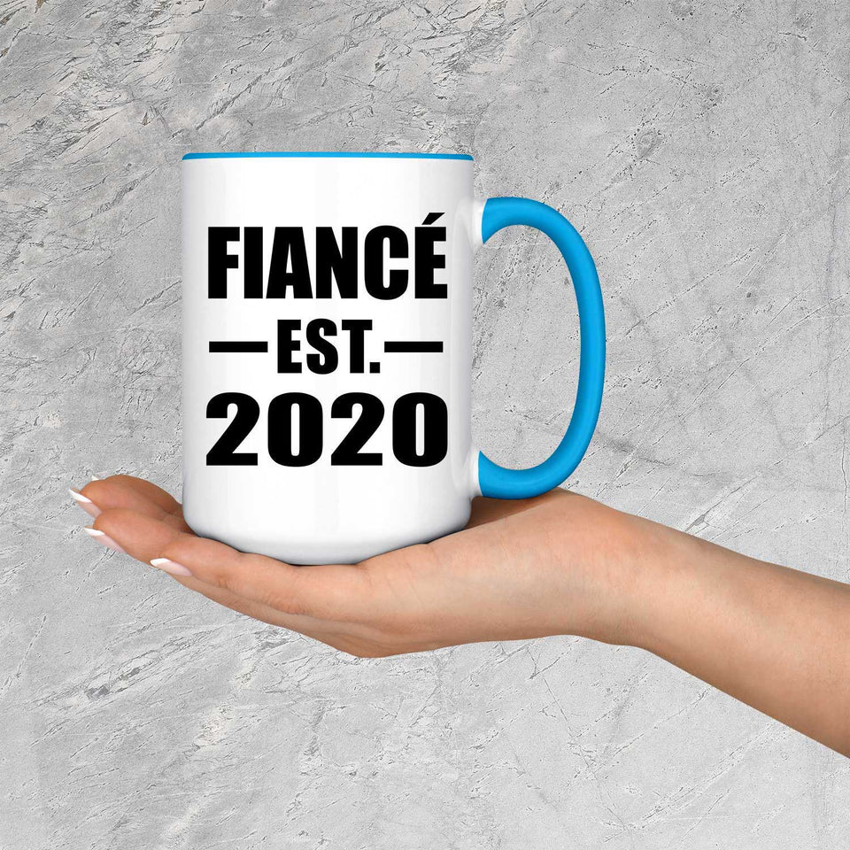 Fiance Established EST. 2020 - 15oz Accent Mug Blue