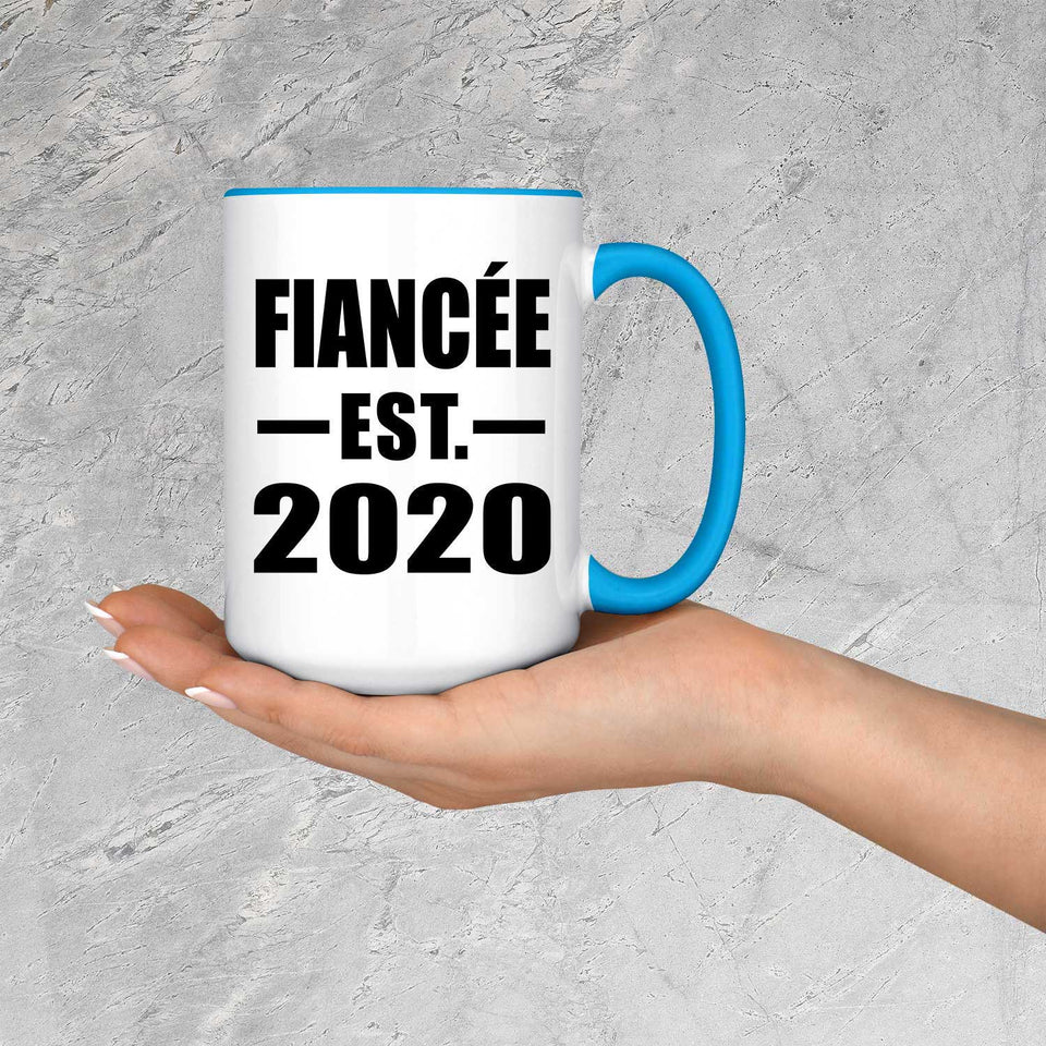 Fiancee Established EST. 2020 - 15oz Accent Mug Blue