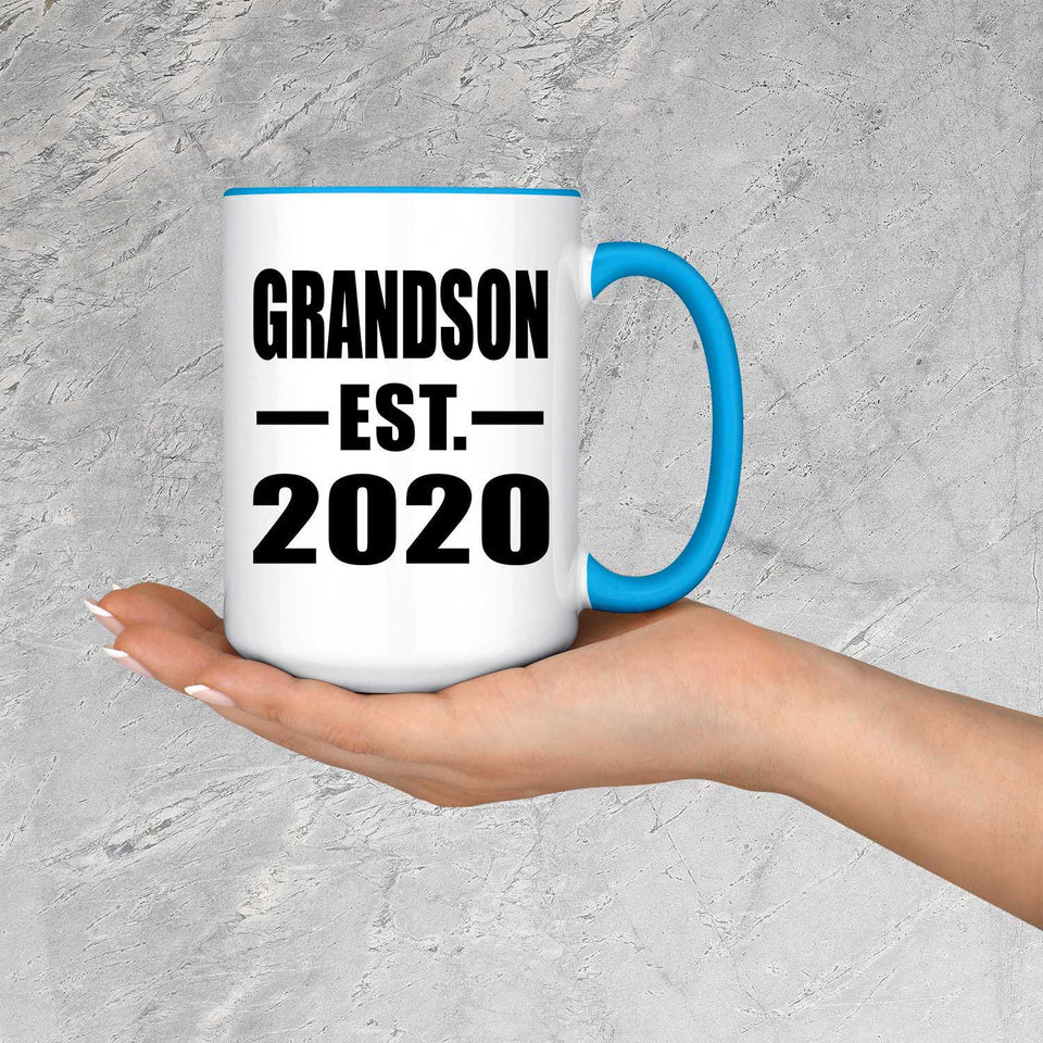 Grandson Established EST. 2020 - 15oz Accent Mug Blue