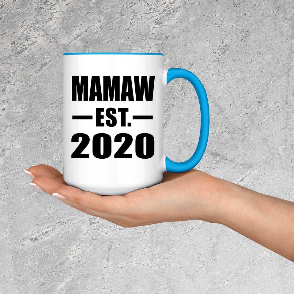 Mamaw Established EST. 2020 - 15oz Accent Mug Blue