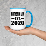 Mother In Law Established EST. 2020 - 15oz Accent Mug Blue