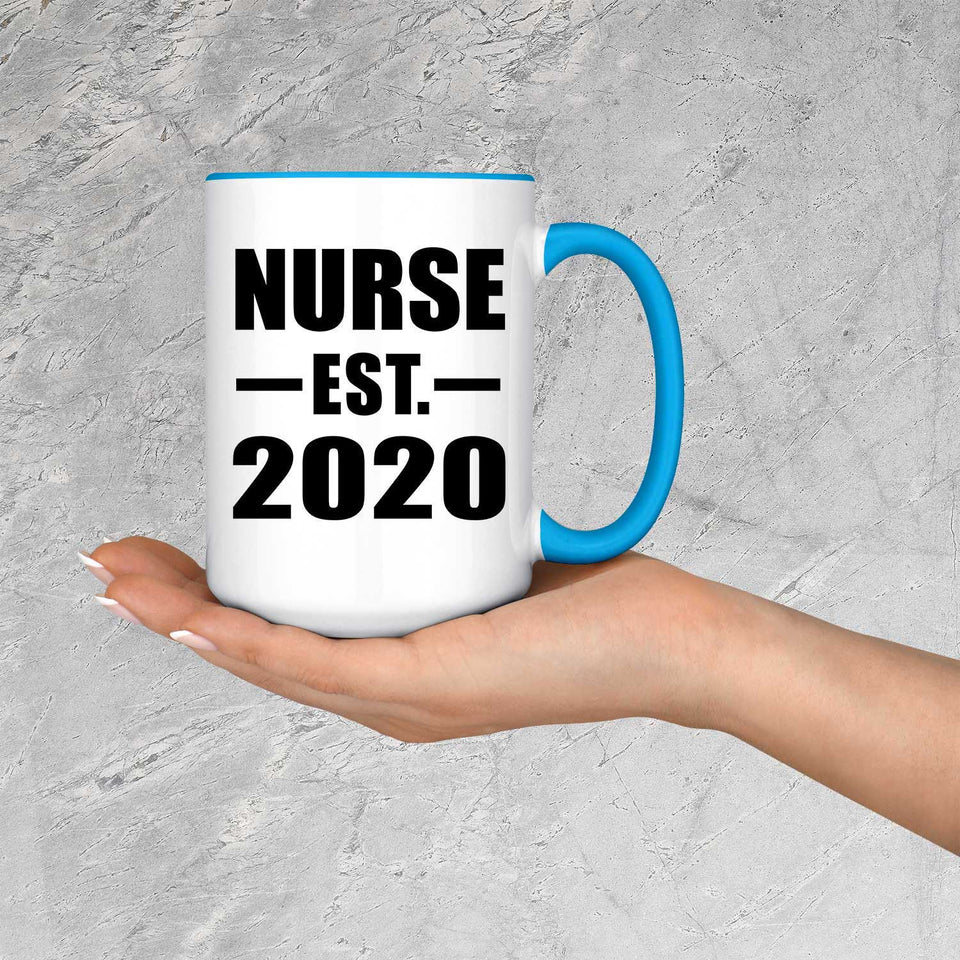Nurse Established EST. 2020 - 15oz Accent Mug Blue